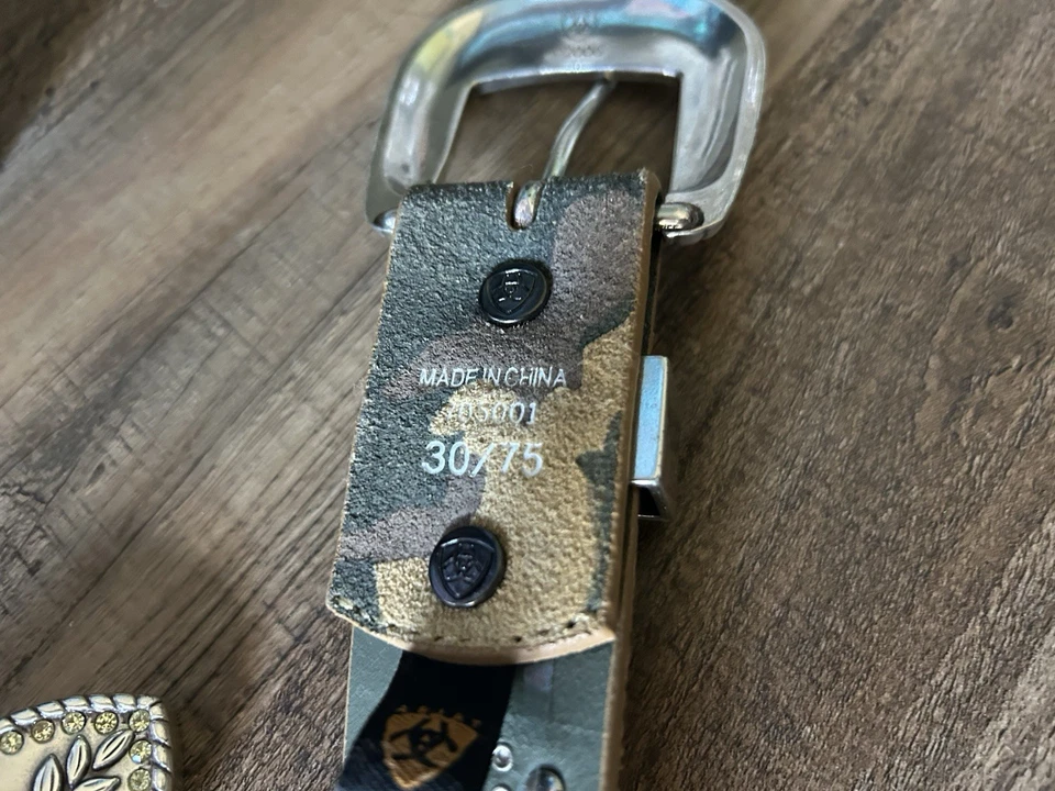 Nuevo Cinturón Ariat Verde Estrás Metal Tachonado Western. Cuero Foto 4 de 4