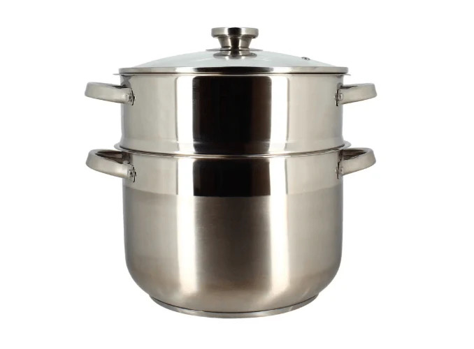Couscoussier en inox de 10 litres avec son couvercle en verre doseur