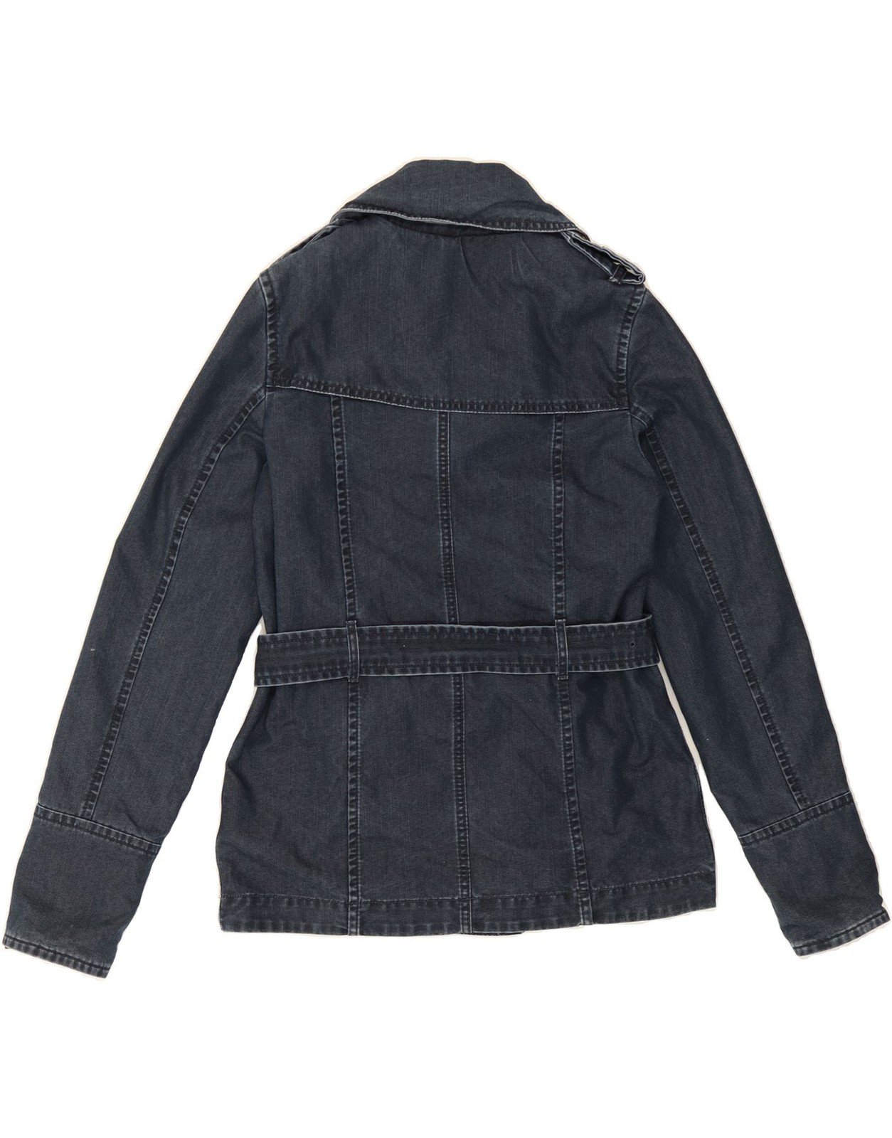 TOMMY HILFIGER Womens Military Denim Jacket UK 10 Small Navy Blue GF10 thumbnail 2