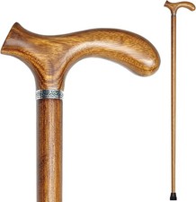 Adjustable Wooden Walking Cane for Men and Women - 5 Heights Available