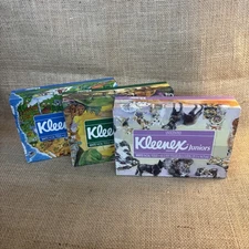 3 Vintage Kleenex Tissue Box Little Travelers from the 1980’s Dogs Dinos NOS