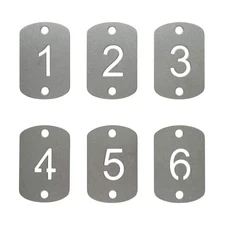 Rectangular Hollowed Stainless Steel Number Key Tags Two Holes 1-25 ID Markers