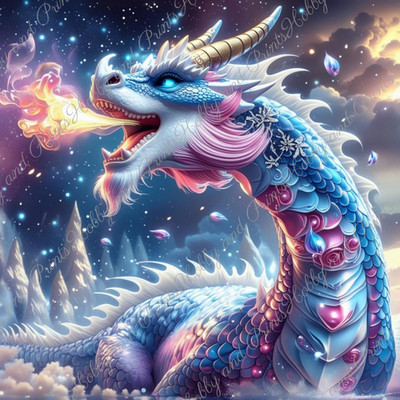 DIY Diamond Painting Vollbild Drache König Fantasy Tiermotiv Himmel Traum Nacht