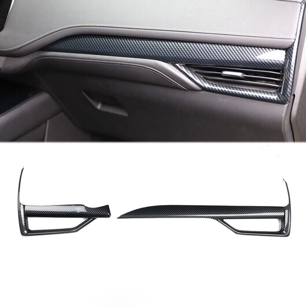 For Cadillac XT4 2019-24 Carbon Fiber Inner Co-Pilot Dashboard Strip Cover Trim