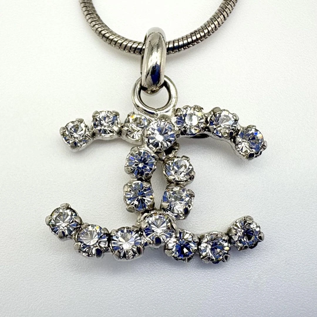 Collana originale CHANEL Coco Mark strass argento 00A con scatola rara