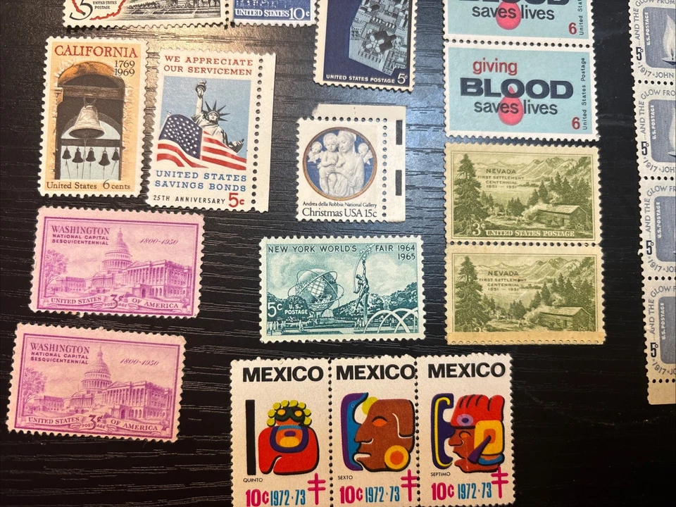 Raro Lote De 80+ Estampillas Postales Históricas De Colección De Estados Unidos Sin Usar Foto 2 de 4