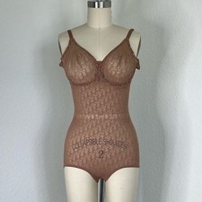 RARE Dior Vintage Kardashian Nude Sheer Monogram Bodysuit 50's