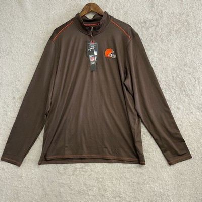 NEW Antigua Mens XL NFL Team  Cleveland Browns Pullover Quarter-Zip Sweatshirt