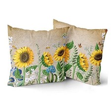 Throw Pillows Butterfly Pillow Covers Honeybee 18" x 18" Pack of 2 Sunflower