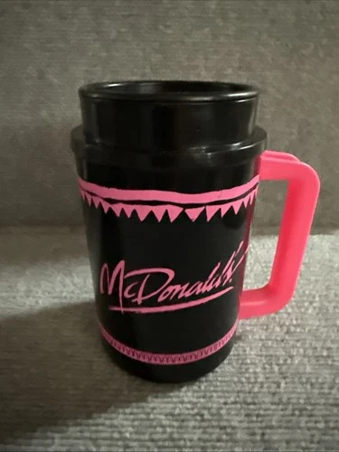 Vtg McDonald’s 22oz Thermo Hot / Cold Travel Mug Whirley Coca-Cola Hot Pink