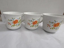 Set Of 3 Vintage Corelle Corning Ware Wildflower Coffee Tea Cups Mugs Retro 