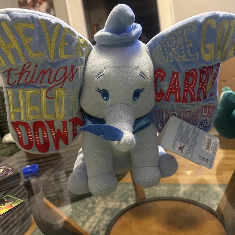 Disney Store Wisdom Collection Dumbo Elephant Big Ears Stuffed Animal Plush Blue