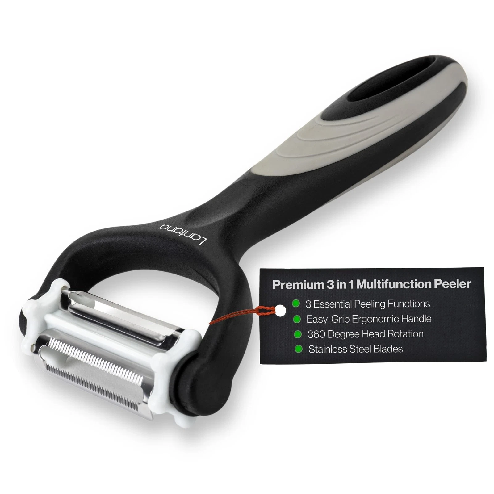 Lantana Potato Peeler + Micro-Serrated Veg + Julienne Black/Grey