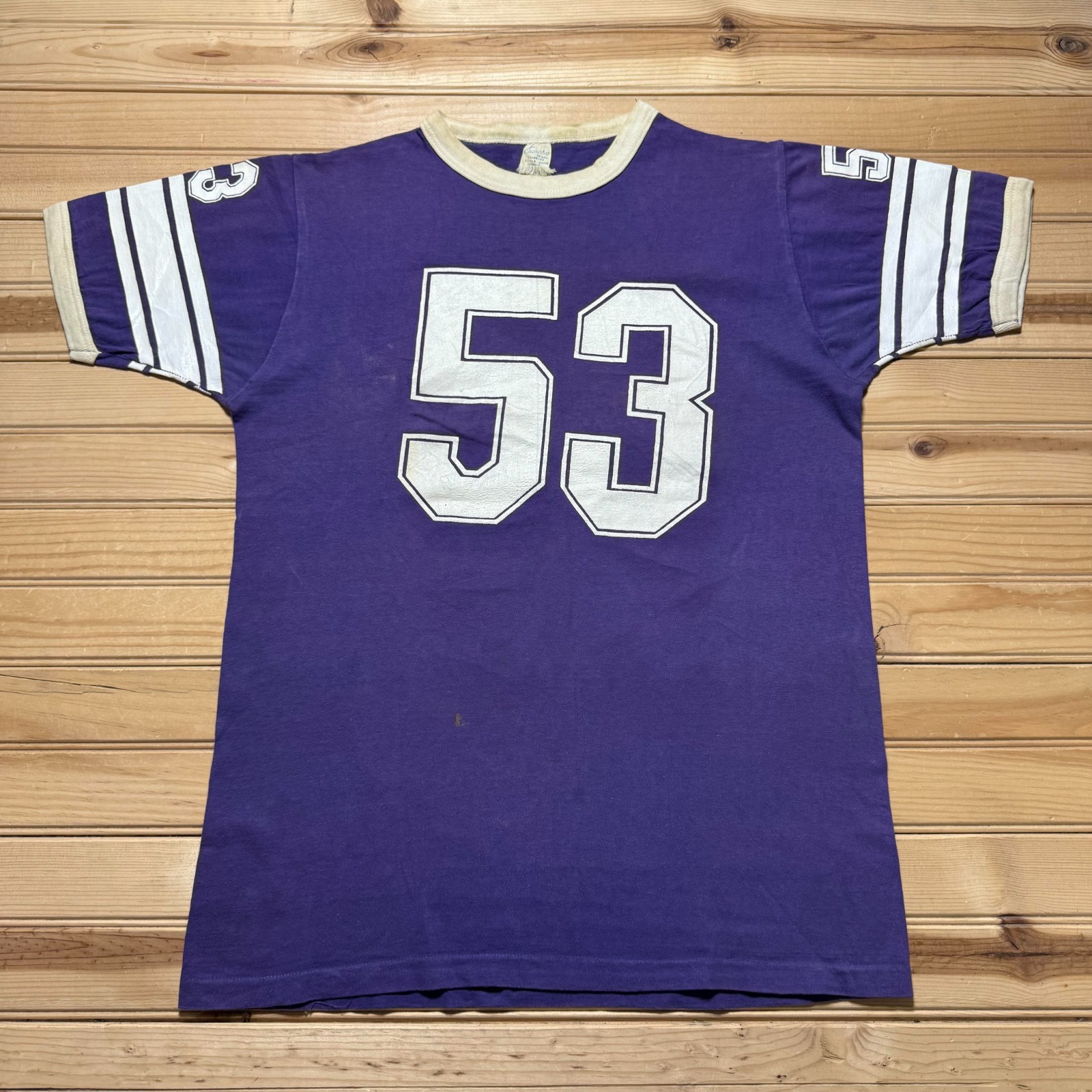 Vintage 60e 70s The Derf #53 Purple White Striped Football Jersey - Size Large
