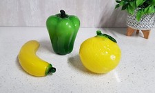 Vintage Murano Style Art Glass Display Fruit BANANA, CAPSICUM, YELLOW GRAPEFRUIT