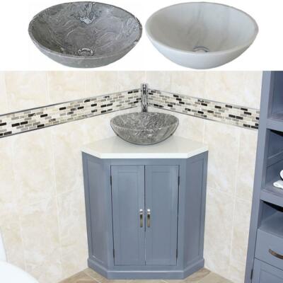 Grau lackiert Badezimmer Waschtisch Eckwaschtisch weiß Quarz & Marmor Waschbecken 501BG