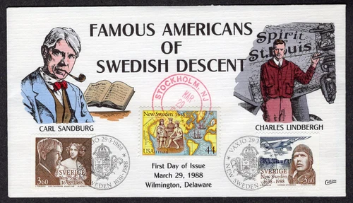 1988 New Sweden Airmail (C177) - Collins Colored FDC NT180/NT566