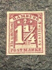HAMBOURG 1 1/4 S. Mi 8f (*) no gum XF - CV 100 Euros (A2De3)