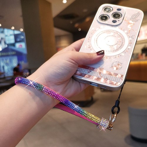Keychain Diamond Crystal Anti-lost Rope Bright Wrist Straps Phone Accessories - Photo 11 sur 22