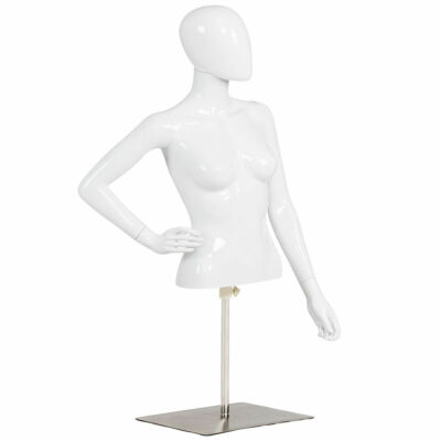 Female Mannequin Realistic Man Half Body Head Turn Dress Form Display w/ Base