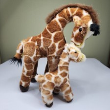 Miyoni by Aurora World Plush Giraffe Mother Kissing Child 13" Poseable Legs