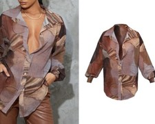 Pretty Little Thing Blue Tie Dye Oversized Shirt Size 4