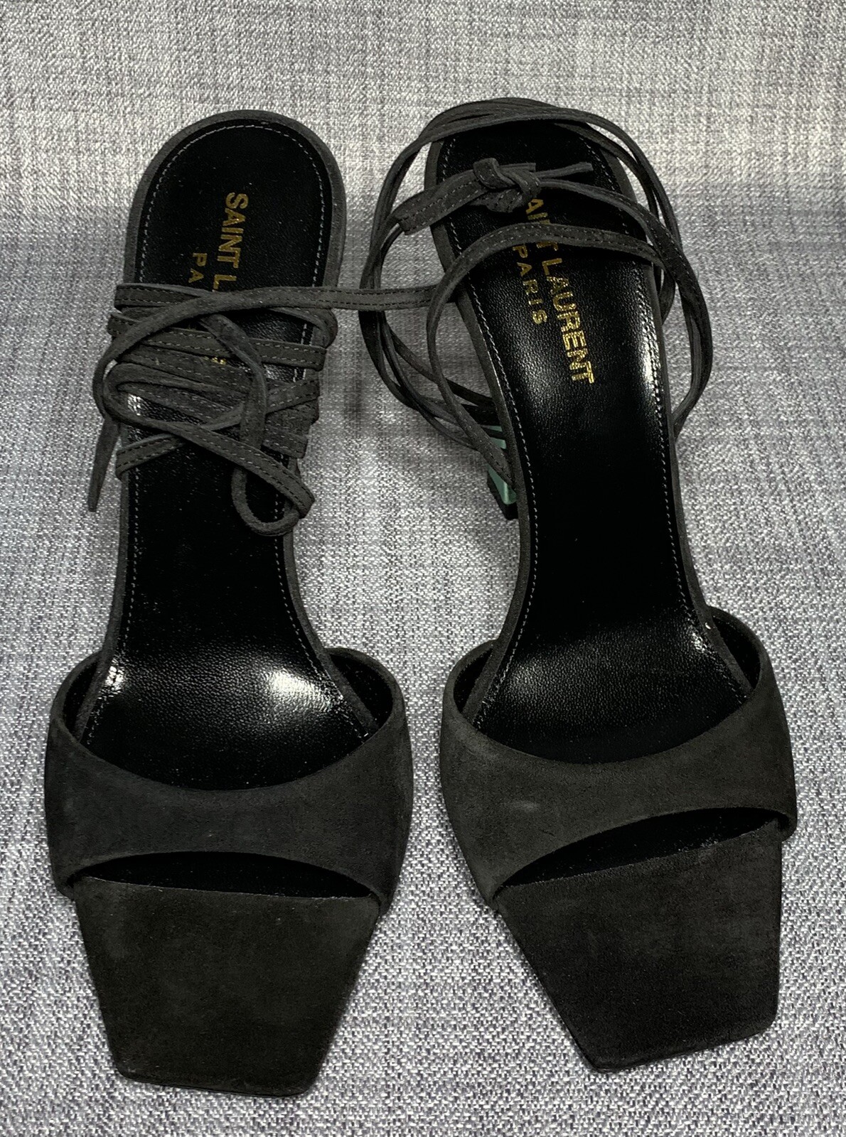 Sandali donna Saint Laurent Paz alla caviglia tacco alto taglia EU 39 vestibili taglia US 8