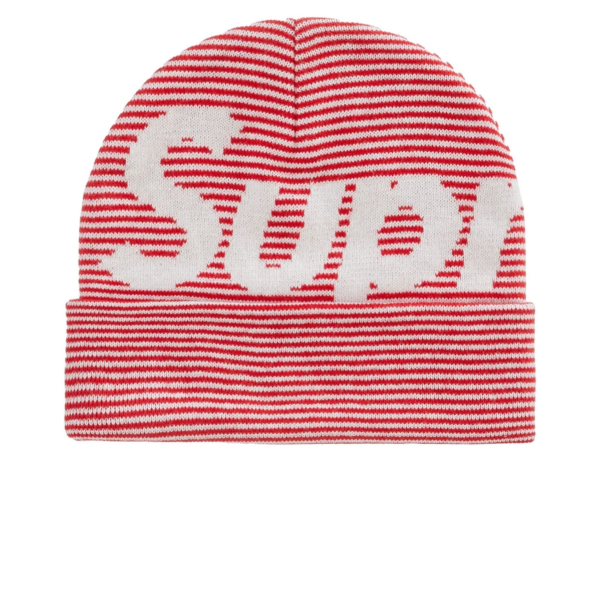 SUPREME BIG LOGO BEANIE RED STRIPE FW22 | eBay