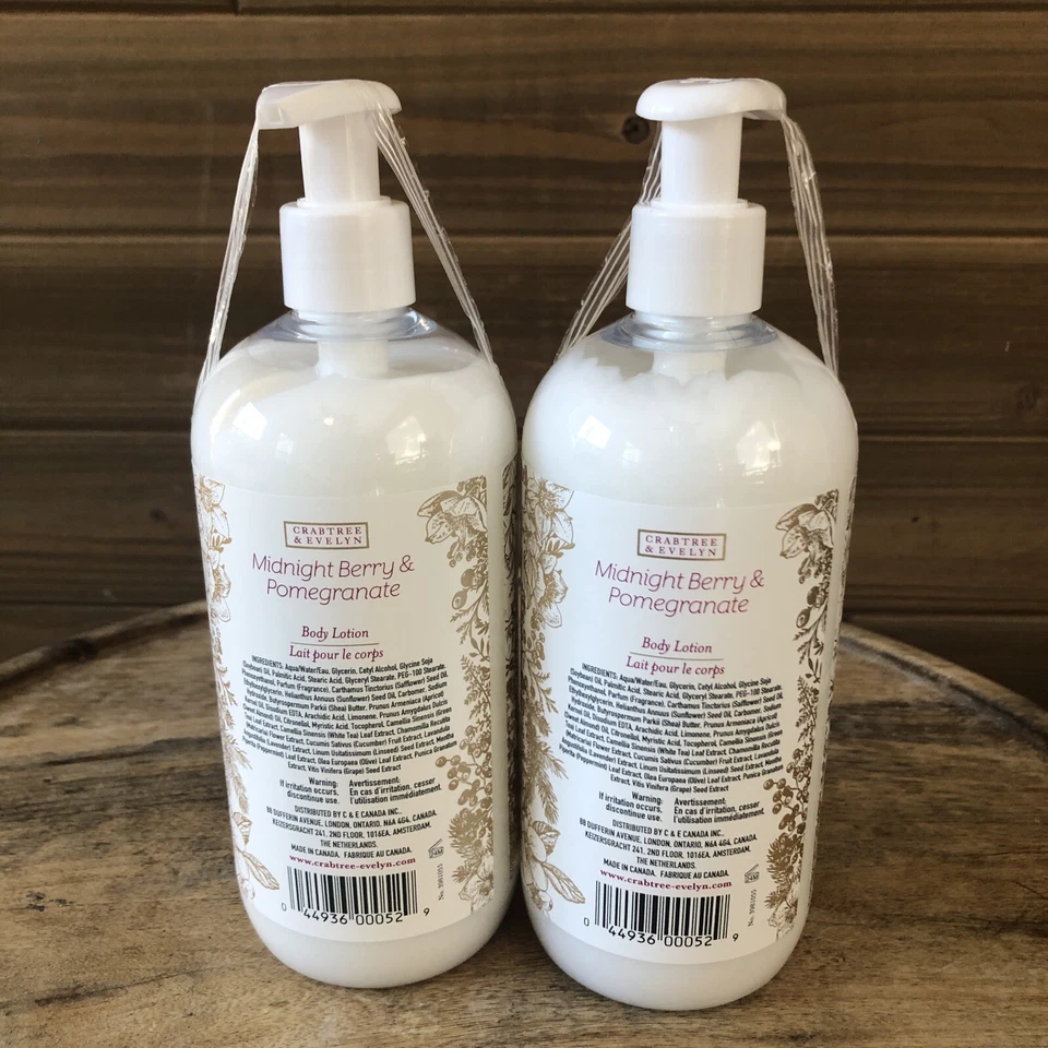 (2) Loción corporal Crabtree & Evelyn granada y bayas de medianoche 16,9 oz cada una Foto 4 de 4