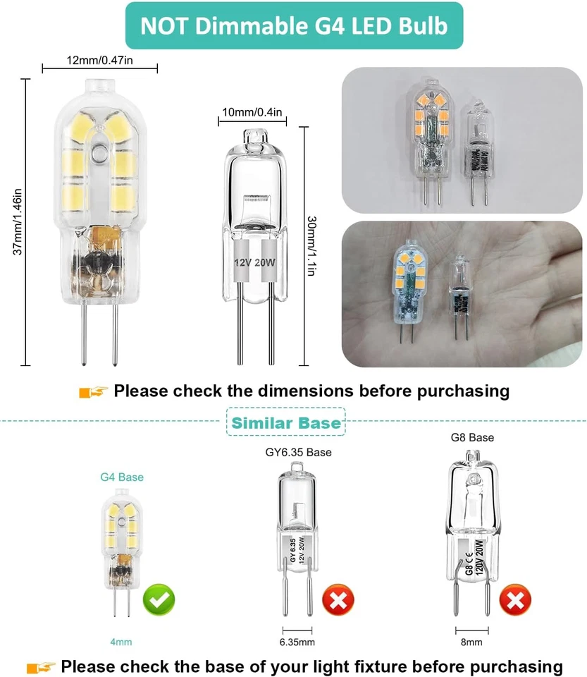 G4 LED Bulb, 12V G4 Bi Pin Bulb, NOT Dimmable G4 20W Halogen Bulb Replacement, D - Image 2 of 4