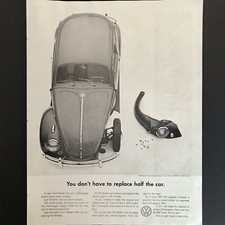 1961 VW Volkswagen Beetle Damaged Front Fender photo Vintage Print Ad 10x13” SEP