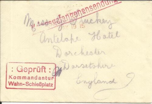 Germany WAHN P.O.W.CAMP-British- WWI CENSOR - LONDON PAID MAY/19/15 - SCARCE  - Picture 1 of 2