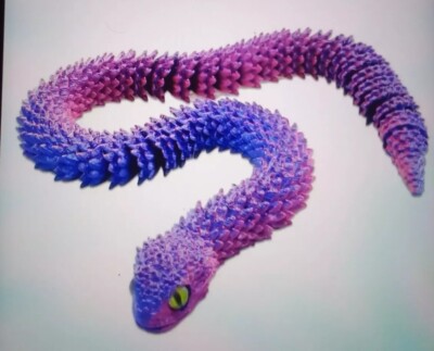 PYTHON SNAKE 30cm voll bewegliches 3D-gedrucktes Modell (blau rot) - Neu 