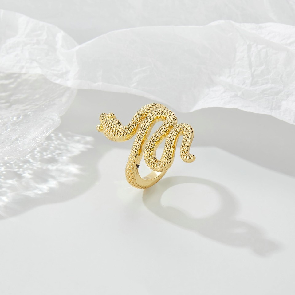 14K Gold Plated Snake Rings for Women Statement Ring Snake Animal Rings