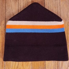 Vintage Wigwam Knit Beanie Winter Ski Hat Striped Stripes Brown Grunge 70s 80s