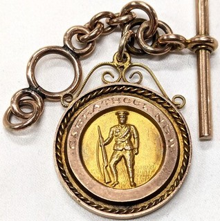 WW1 15ct gold watch fob badge James Jacobs 20th Bn AIF killed action Australia