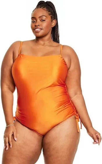 Women's Metallic Side-Ruched High Leg Cheeky One Piece Swimsuit