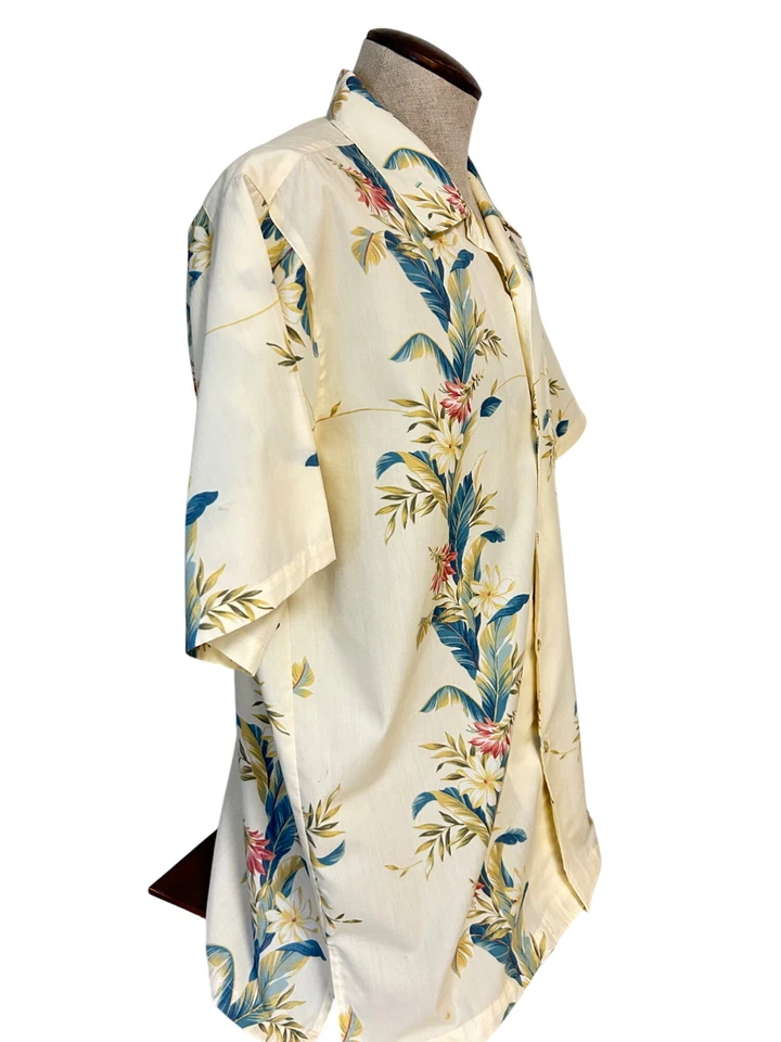 Camisa Hawaiana Original Mango Okinawa De Colección Estampado Floral Manga Corta Grande Foto 2 de 4