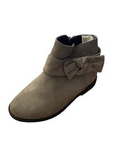 girls CRAZY 8 SUEDE Booties Toddler Size 11 Gray Bow Zipper