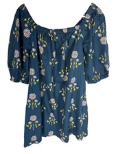OLD NAVY Dress Size Womens Medium Blue Floral Boho Ditzy Peasant Cottage NEW