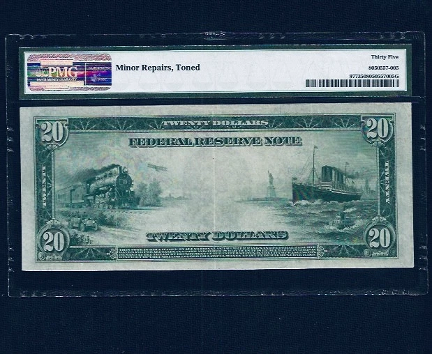 1914 $20 Federal Reserve Note Cleveland Fr#977PMG Choice VF35 - Image 2 of 2