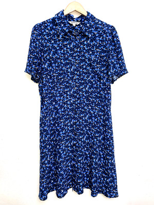 Boden Clara Floral Print Shirt Dress Sz 14r Navy Garden Party Cottagecore