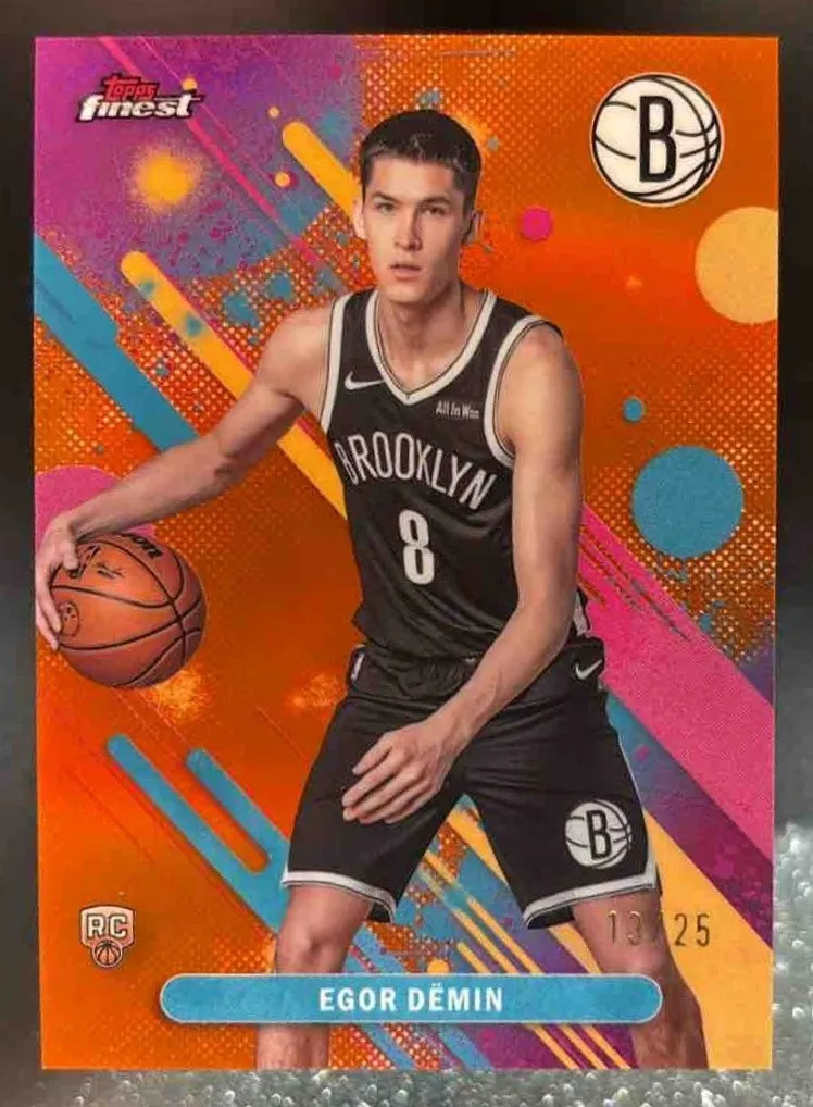 2025-26 Topps Finest Egor Demin Common Orange Refractor /25 #8 RC Brooklyn Nets