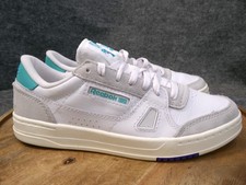 Reebok LT Court Mens White Teal Leather Lace Up Lifestyle Sneakers Shoes Size 11