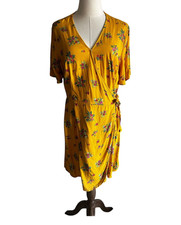 NWOT Peyton & Parker Women Size L Yellow Floral Sundress Wrap Dress Bloomcore