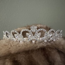 Tiara Crown With Crystal, Pearl Rhinestone By Davids Bridal Headpiece