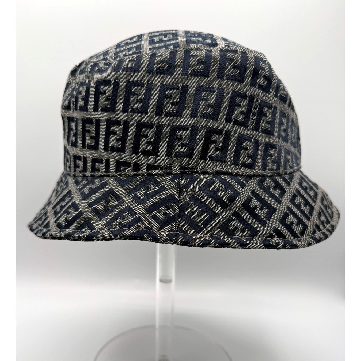 Fendi FF Dark Blue Jacquard Bucket Hat Made in Italy-No Size  display picture 2