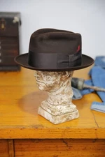 Vintage Fedora Hat Richman Brothers Brown Black band Felt Feather Cap 7 1/8