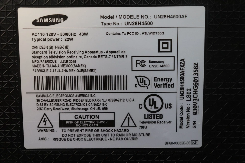 Samsung UN28H4500AF LCD Black TV 28" Flat Screen TV HDMI No Remote - Image 3 of 4