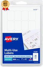 Self Adhesive Removable Labels 0.75 x 1 Inch White 1000 Pack Office Supplies